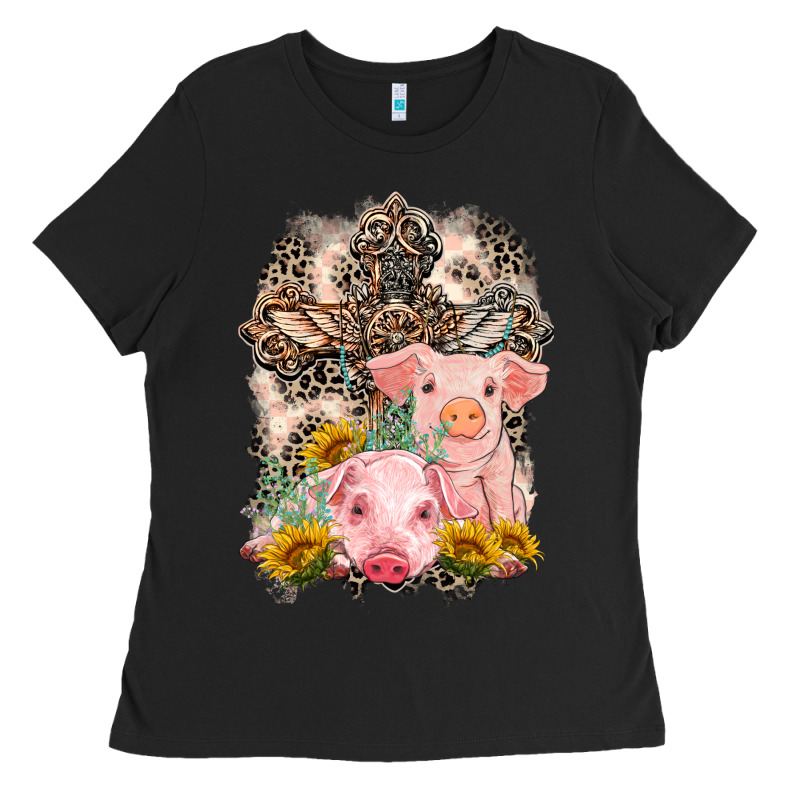 Western Pigs With Crosses Ladies Tee by LillyAllenDesigns | Teevron