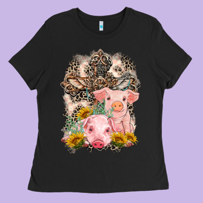 Western Pigs With Crosses Ladies Tee Designed By Lillyallendesigns