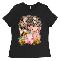 Black Western Pigs with Crosses Ladies Tee - LillyAllenDesigns