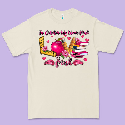 In October We Wear Pink Teacher Premium Tee Designed By Lillyallendesigns