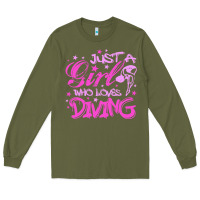 Army Green funny springboard diving quote diver gift for love girl Long Sleeve Tee - lanVoArt