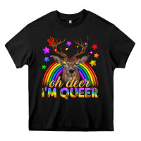 Black LGBTQ+ Oh Deer I'm Queer Heavy Core Tee - BundleAndBundleShop
