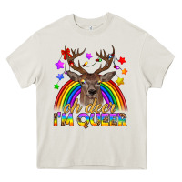 Cream LGBTQ+ Oh Deer I'm Queer Heavy Core Tee - BundleAndBundleShop