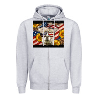Heather Grey Western 4th Of July Lama Zipper Hoodie - LillyAllenDesigns