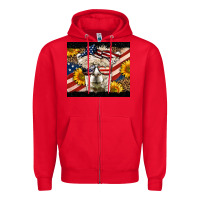Red Western 4th Of July Lama Zipper Hoodie - LillyAllenDesigns
