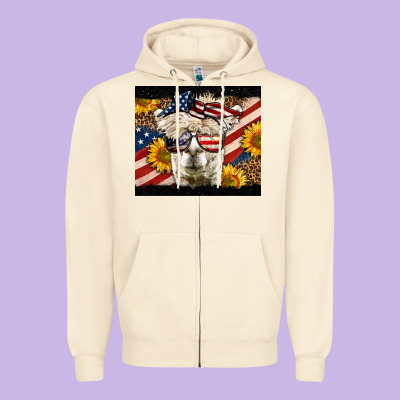Western 4th Of July Lama Zipper Hoodie Designed By Lillyallendesigns