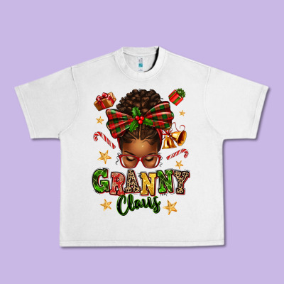 Granny Claus Afro Messy Bun Urban Heavy Tee Designed By Texasbilliewilder