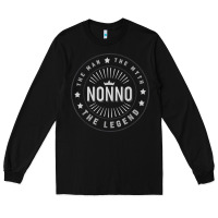 Black Graphic 365 Nonno The Legend Grandpa Men Funny Gift Long Sleeve Tee - lanVoArt