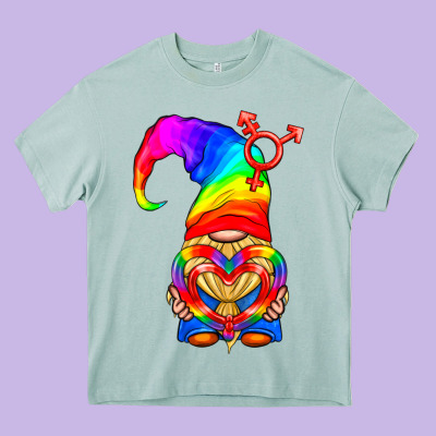 Lgbtq+ Pride Gnome With Heart Balloon Heavy Core Tee Designed By Bundleandbundleshop
