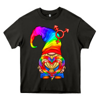 Asphalt LGBTQ+ Pride Gnome With Heart Balloon Heavy Core Tee - BundleAndBundleShop