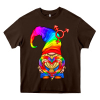 Chocolate Brown LGBTQ+ Pride Gnome With Heart Balloon Heavy Core Tee - BundleAndBundleShop