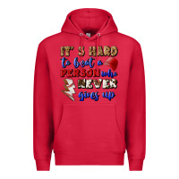Cardinal It's Hard To Beat A Person Who Never Gives Up Premium Hoodie - BundleAndBundleShop