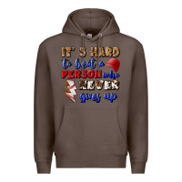 Coffee It's Hard To Beat A Person Who Never Gives Up Premium Hoodie - BundleAndBundleShop