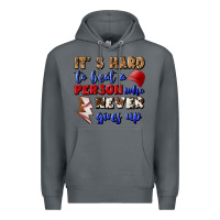 Rock It's Hard To Beat A Person Who Never Gives Up Premium Hoodie - BundleAndBundleShop