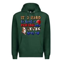 Sports Green It's Hard To Beat A Person Who Never Gives Up Premium Hoodie - BundleAndBundleShop