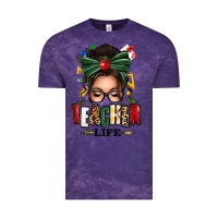 Cloud Purple teacher life afro messy bun Vintage Tee - texasbilliewilder
