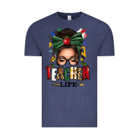 Vintage Denim teacher life afro messy bun Vintage Tee - texasbilliewilder