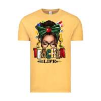 Vintage Mustard teacher life afro messy bun Vintage Tee - texasbilliewilder