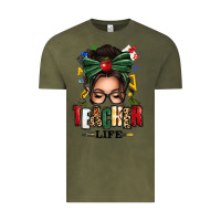 Vintage Olive teacher life afro messy bun Vintage Tee - texasbilliewilder