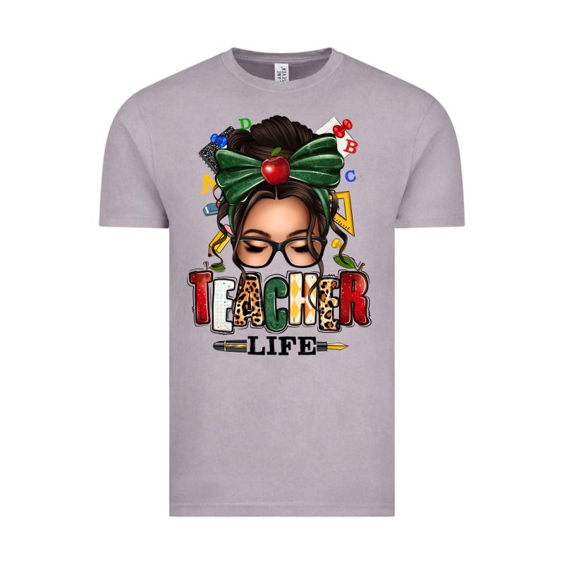Teacher Life Afro Messy Bun Vintage Tee by texasbilliewilder | Teevron