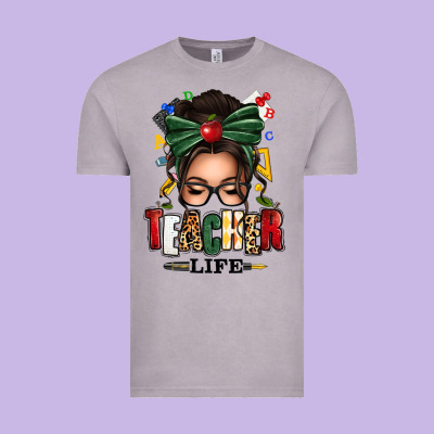 Teacher Life Afro Messy Bun Vintage Tee Designed By Texasbilliewilder