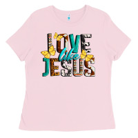 Bubblegum Pink Love Like Jesus Ladies Tee - LillyAllenDesigns