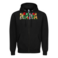 Black floral animal print mama Zipper Hoodie - CowhideDigitalArt