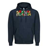 Navy floral animal print mama Zipper Hoodie - CowhideDigitalArt