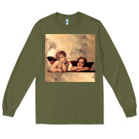 Army Green Hot Trend Angels Raphael Cupid Cherubs Art Valentine Angel Long Sleeve Tee - lanVoArt