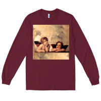 Burgundy Hot Trend Angels Raphael Cupid Cherubs Art Valentine Angel Long Sleeve Tee - lanVoArt