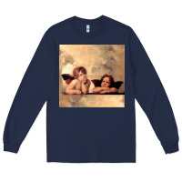 Navy Hot Trend Angels Raphael Cupid Cherubs Art Valentine Angel Long Sleeve Tee - lanVoArt
