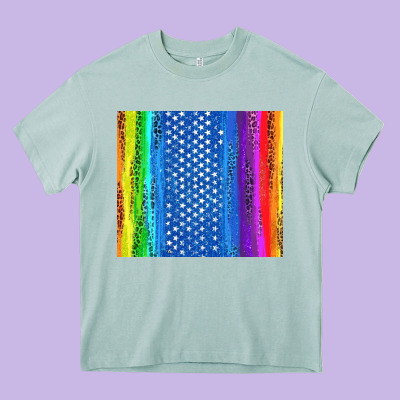 Lgbtq+ Pride American Flag Tumbler Heavy Core Tee Designed By Bundleandbundleshop