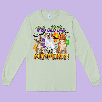 Pet All The Pumpkins Long Sleeve Tee Designed By Cowgirlartshop