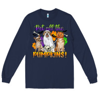 Navy pet all the pumpkins Long Sleeve Tee - CowGirlArtShop