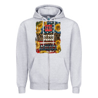 Heather Grey Western God Bless America 4th of July Zipper Hoodie - LillyAllenDesigns