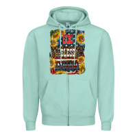 Seafoam Western God Bless America 4th of July Zipper Hoodie - LillyAllenDesigns