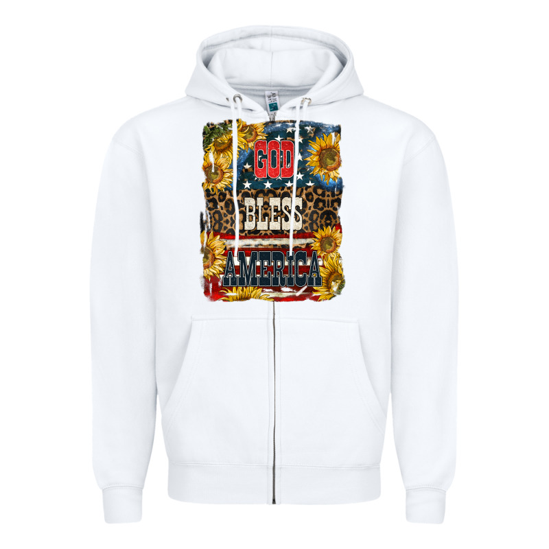 Western God Bless America 4th Of July Zipper Hoodie by LillyAllenDesigns | Teevron