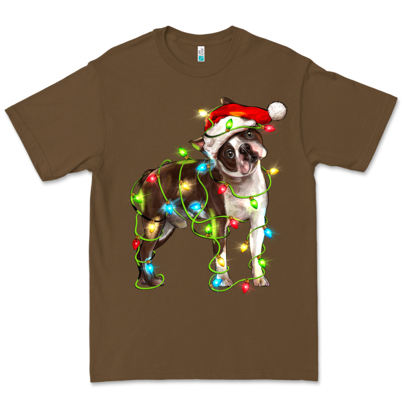 Christmas Chocolate Boston Terrier Premium Tee by LillyAllenDesigns | Teevron