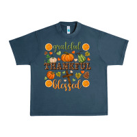 Midnight Navy Grateful thankful blessed Urban Heavy Tee - NancyCooperArtShop