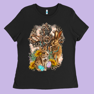 Western Rabbit With Crosses Ladies Tee Designed By Lillyallendesigns