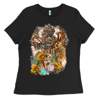 Black Western Rabbit with Crosses Ladies Tee - LillyAllenDesigns