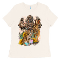 Bone Western Rabbit with Crosses Ladies Tee - LillyAllenDesigns