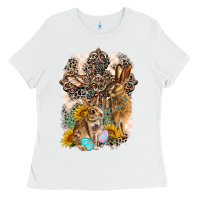 White Western Rabbit with Crosses Ladies Tee - LillyAllenDesigns