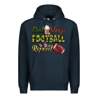 Navy eat sleep football repeat Premium Hoodie - BundleAndBundleShop