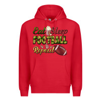 Red eat sleep football repeat Premium Hoodie - BundleAndBundleShop