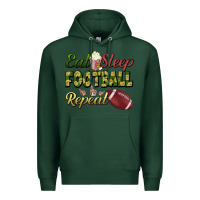 Sports Green eat sleep football repeat Premium Hoodie - BundleAndBundleShop