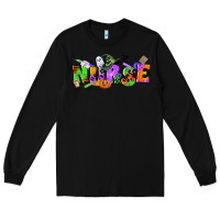 Black halloween nurse Long Sleeve Tee - CowGirlArtShop