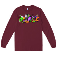 Burgundy halloween nurse Long Sleeve Tee - CowGirlArtShop