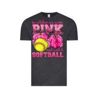 Vintage Black In October We Wear Pink and Watch Softball Vintage Tee - texasbilliewilder