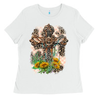White Western with Crosses Ladies Tee - LillyAllenDesigns